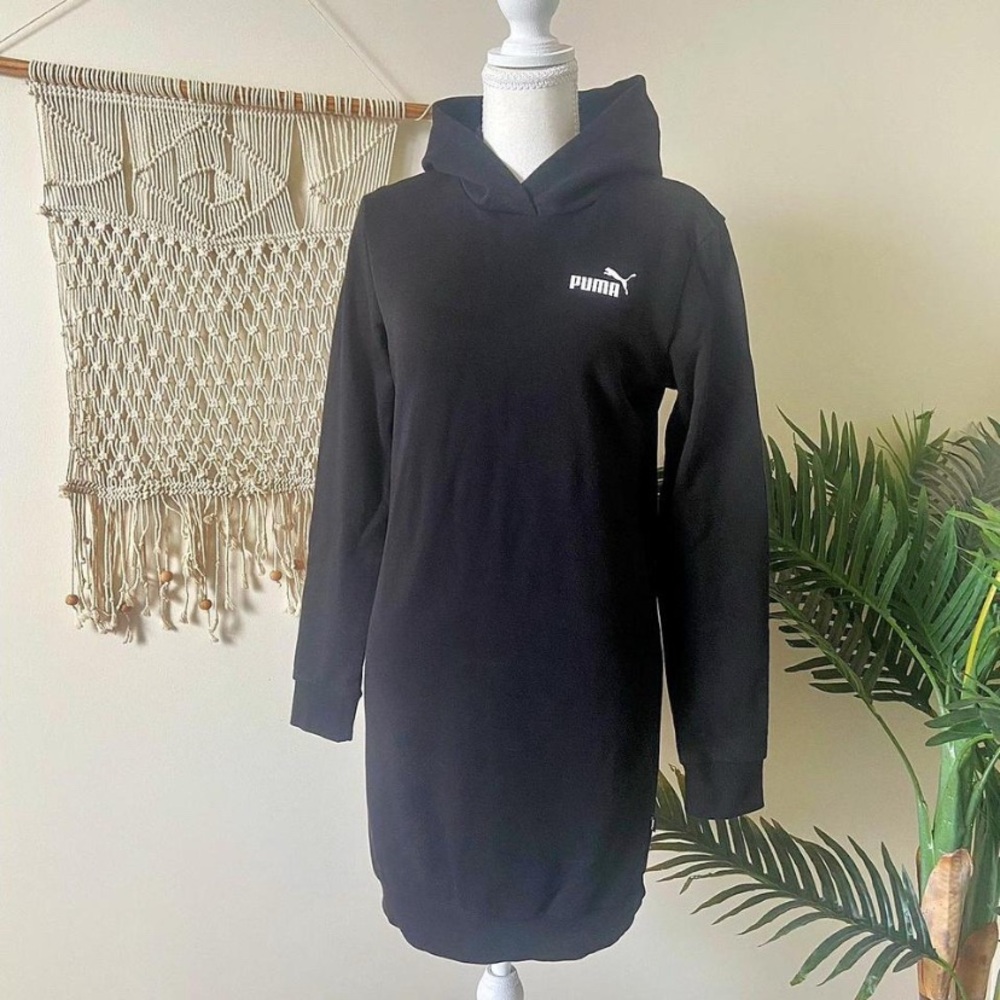 PUMA Black Hooded Sweatshirt Dress